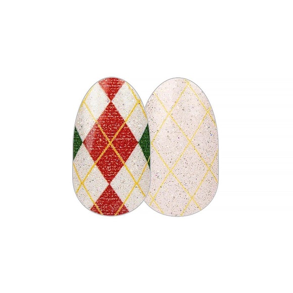 Color Street CHECKING IT TWICE Red Gold Green Glitter Argyle Print Christmas Set - Picture 1 of 7